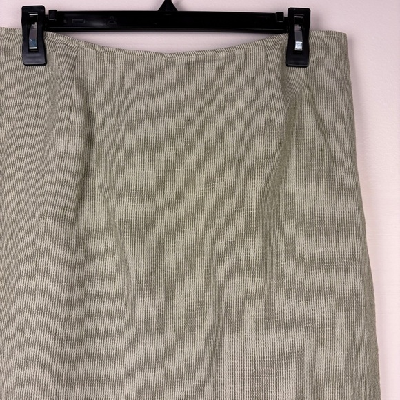 Coldwater Creek 100% Linen Green Stripe Pull On Skirt - Picture 4 of 5
